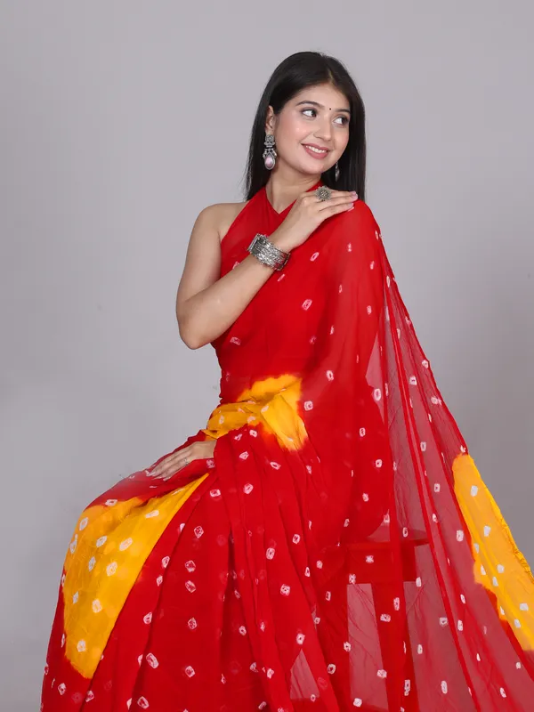 Red_Bandhani_Printed_Chiffon_Printed__Sarees_For_Women