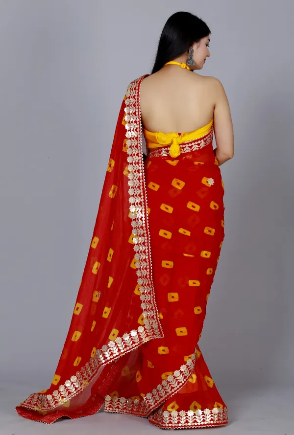 Red_Trendy_Printed_Chiffon_Bandhini_Gotta_Patti_Work_Sarees_For_Women