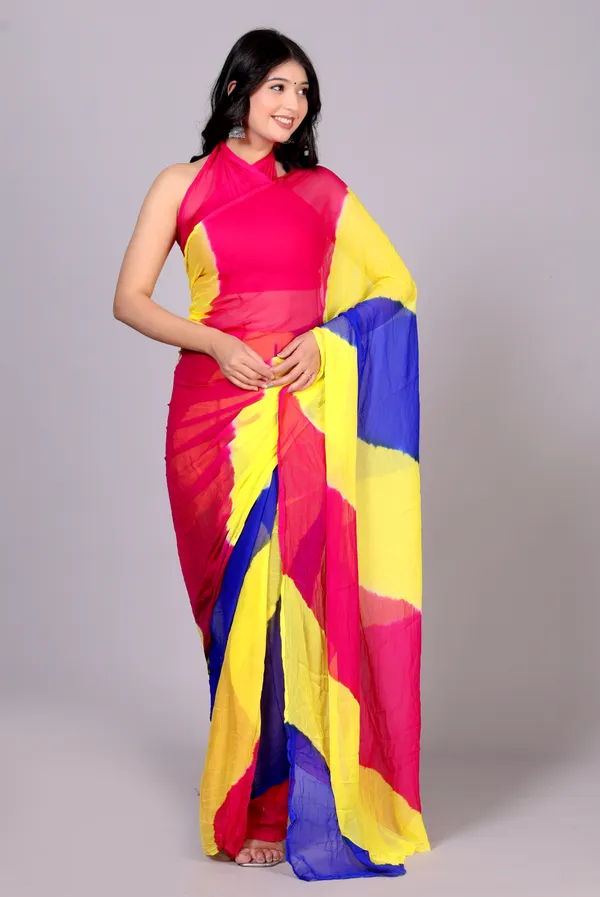 Multicolor_Jaipuri_Leheriya_Printed_Pure_Chiffon_Saree_For_Women