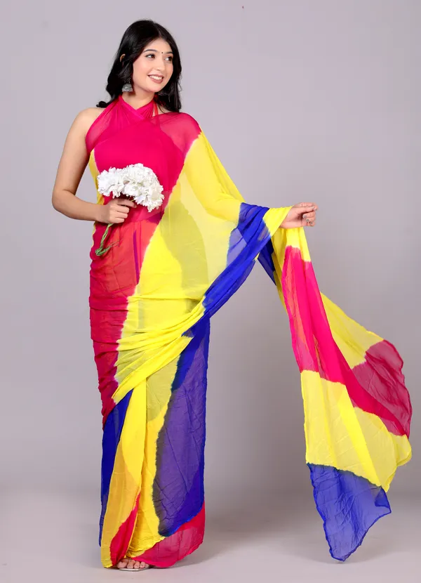 Multicolor_Jaipuri_Leheriya_Printed_Pure_Chiffon_Saree_For_Women