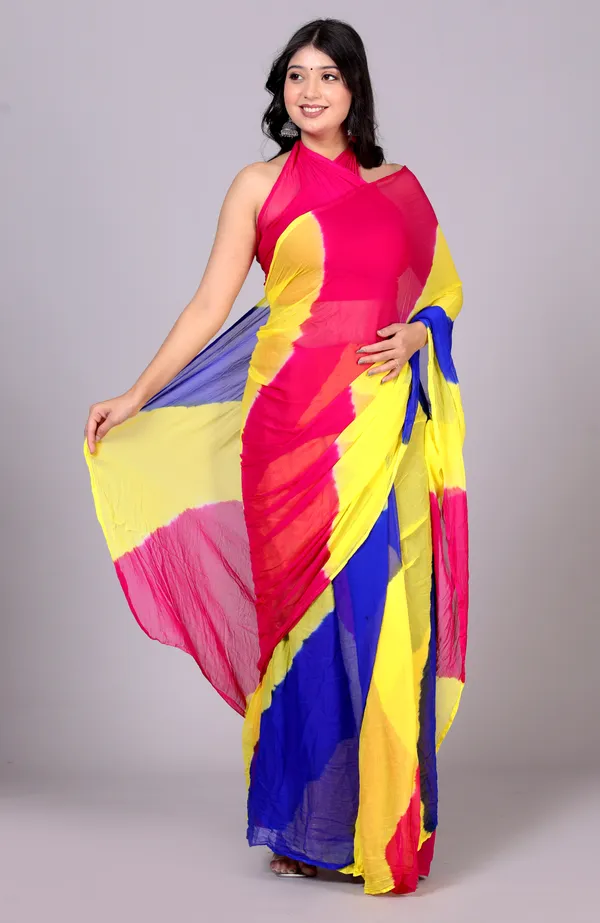 Multicolor_Jaipuri_Leheriya_Printed_Pure_Chiffon_Saree_For_Women