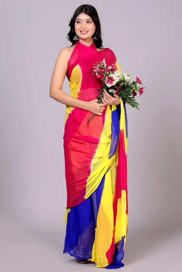 Multicolor_Jaipuri_Leheriya_Printed_Pure_Chiffon_Saree_For_Women