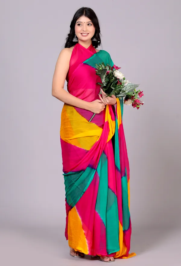 Multicolor_Jaipuri_Leheriya_Printed_Pure_Chiffon_Saree_For_Women