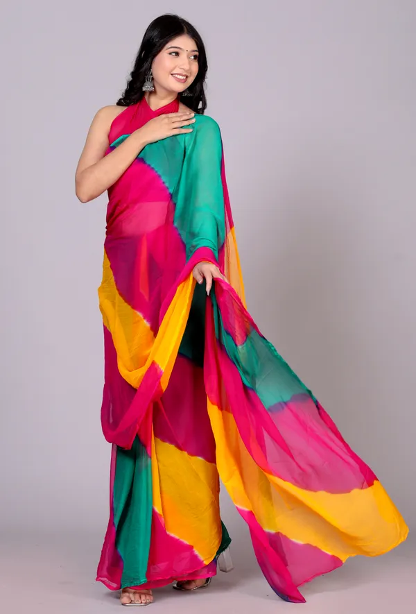 Multicolor_Jaipuri_Leheriya_Printed_Pure_Chiffon_Saree_For_Women