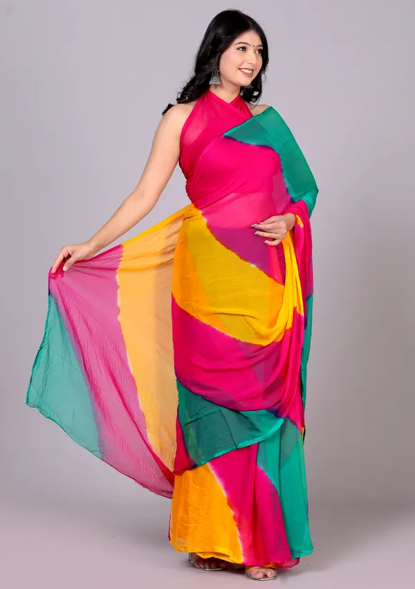 Multicolor_Jaipuri_Leheriya_Printed_Pure_Chiffon_Saree_For_Women