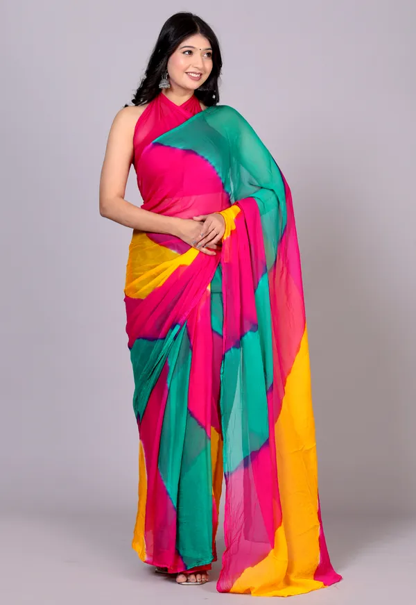 Multicolor_Jaipuri_Leheriya_Printed_Pure_Chiffon_Saree_For_Women
