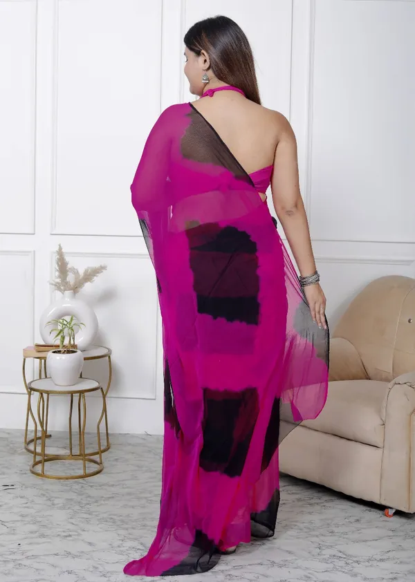 Black_Pure_Chiffon_Printed_Checked_Printed_Sarees_For_Women