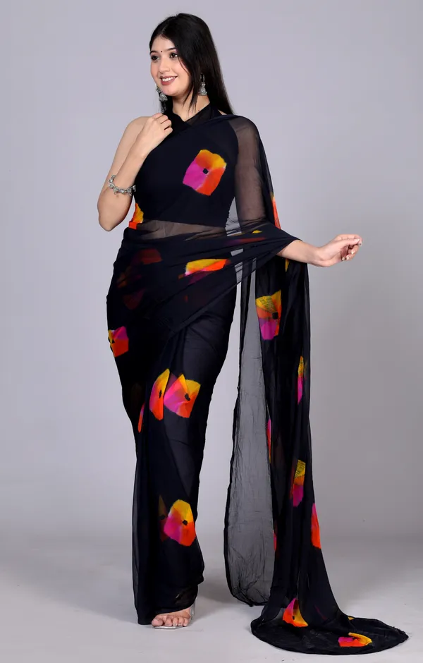 Black_Bandhani_Printed_Chiffon_Printed_Sarees_For_Women