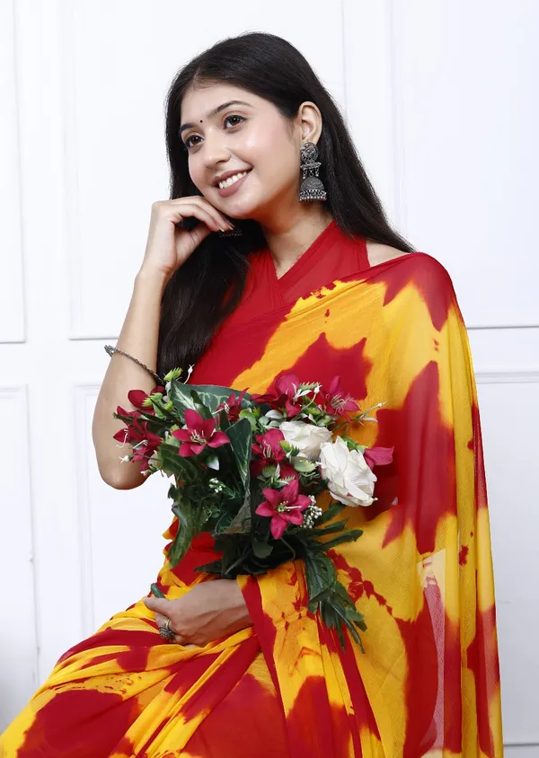 Grey_Pure_Chiffon_Trendy_Checked_Shibori_Tie_And_Dye_Chiffon_Sarees_For_Women