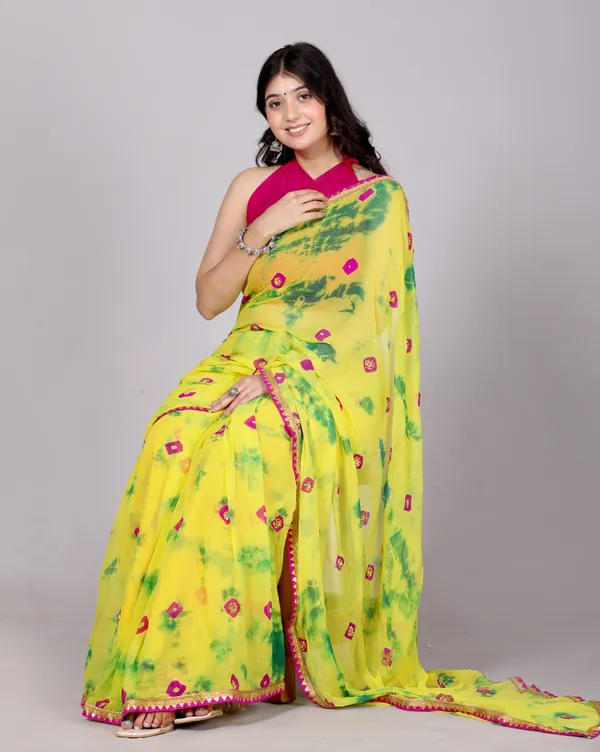 Mint_Bandhani_Stone_Work_Printed_Chiffon_Printed_Sarees_For_Women