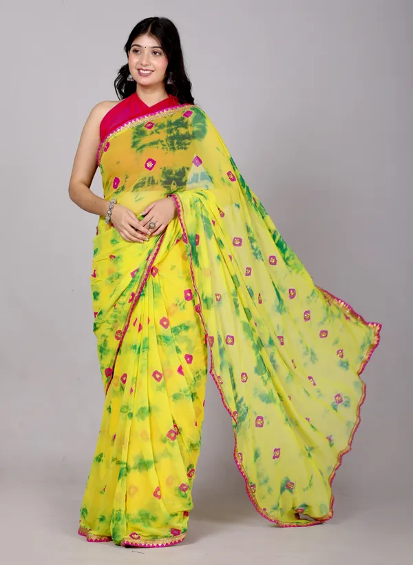Mint_Bandhani_Stone_Work_Printed_Chiffon_Printed_Sarees_For_Women