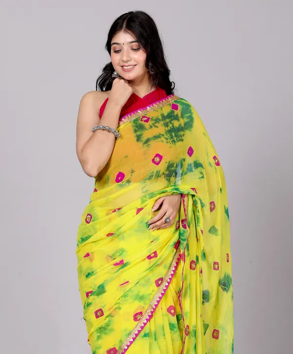 Mint_Bandhani_Stone_Work_Printed_Chiffon_Printed_Sarees_For_Women