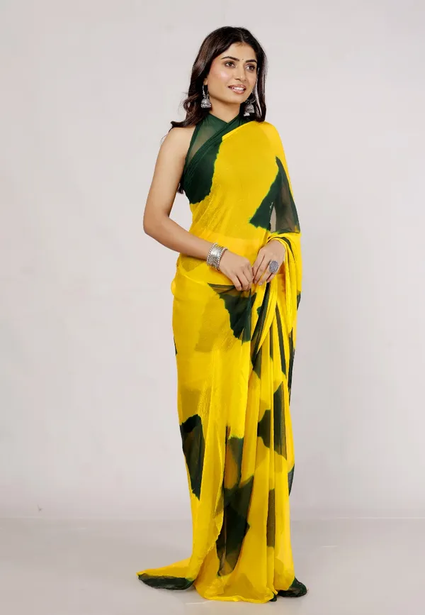 Green_Pure_Chiffon_Printed_Checked_Printed_Sarees_For_Women