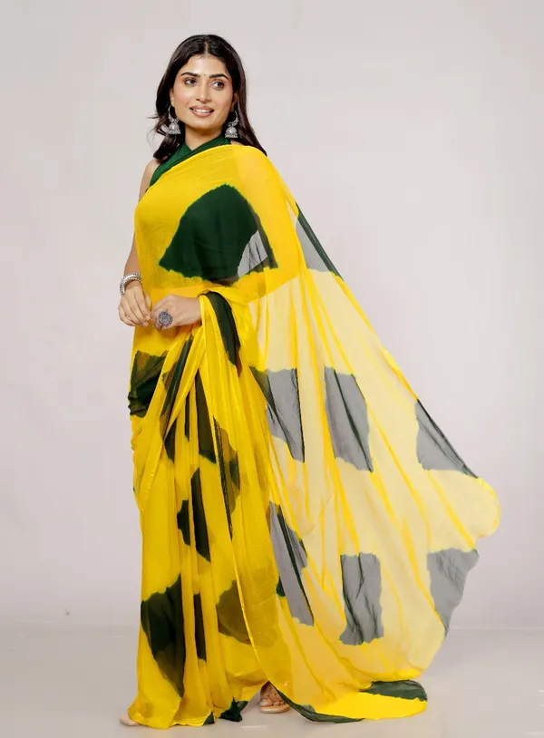 Green_Pure_Chiffon_Printed_Checked_Printed_Sarees_For_Women