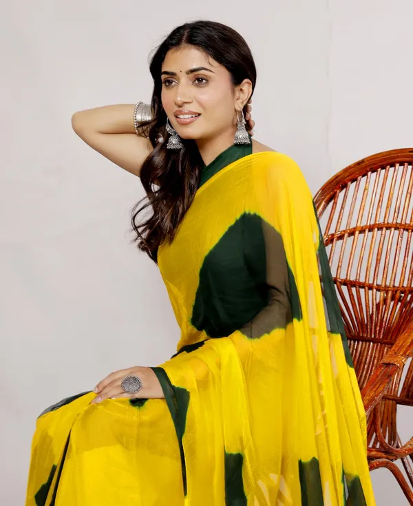 Green_Pure_Chiffon_Printed_Checked_Printed_Sarees_For_Women