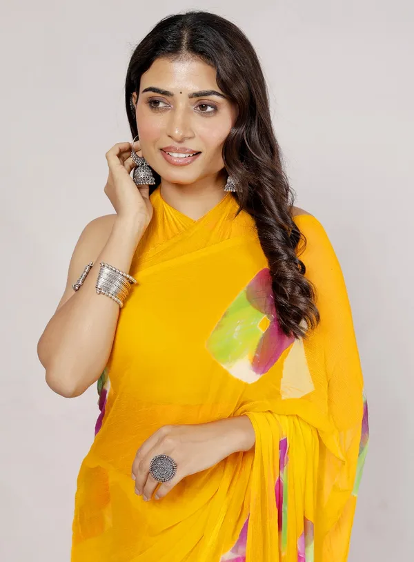 Yellow_Pure_Chiffon_Printed_Saree_Bandhini_Printed_Sarees_For_Women