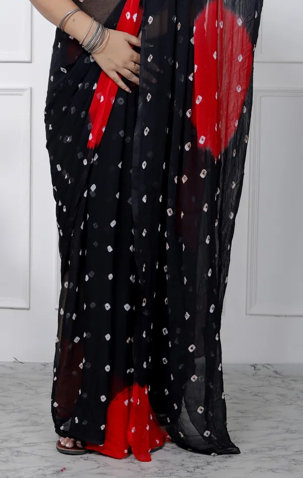 Black_Pure_Chiffon_Printed_Bandhani_Printed_Sarees_For_Women