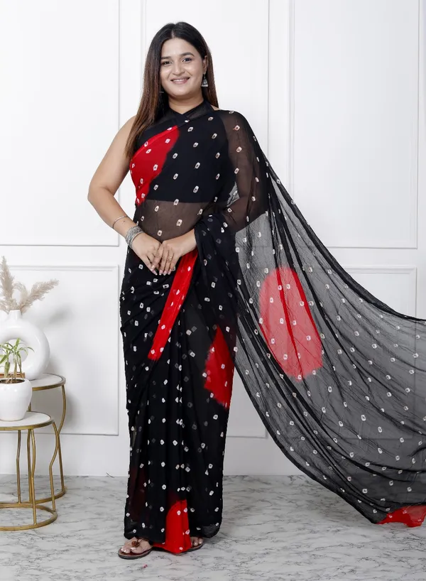 Black_Pure_Chiffon_Printed_Bandhani_Printed_Sarees_For_Women
