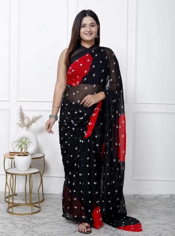 Black_Pure_Chiffon_Printed_Bandhani_Printed_Sarees_For_Women