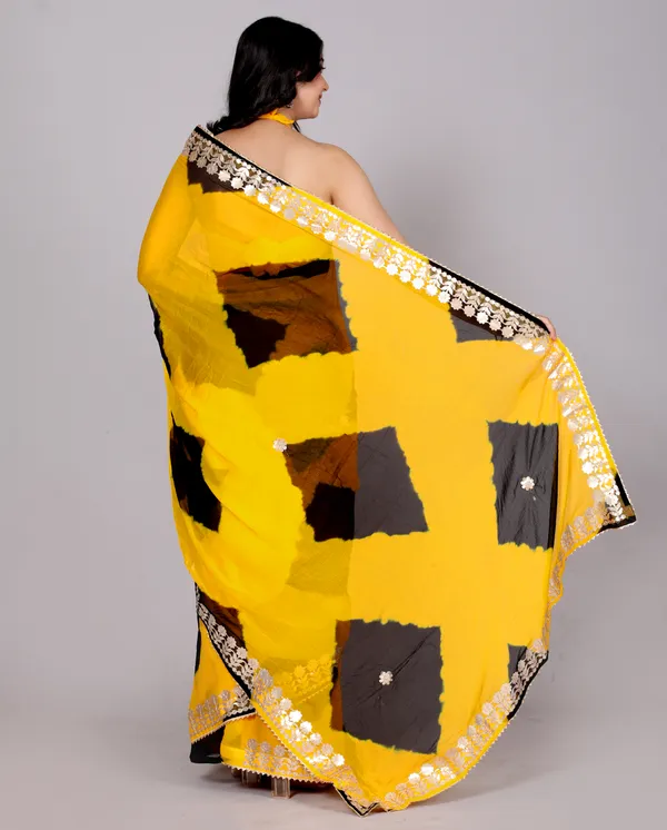 Yellow_Pure_Chiffon_Gotta_Patti_Work_Leheriya_Designer_Printed_Sarees_For_Women