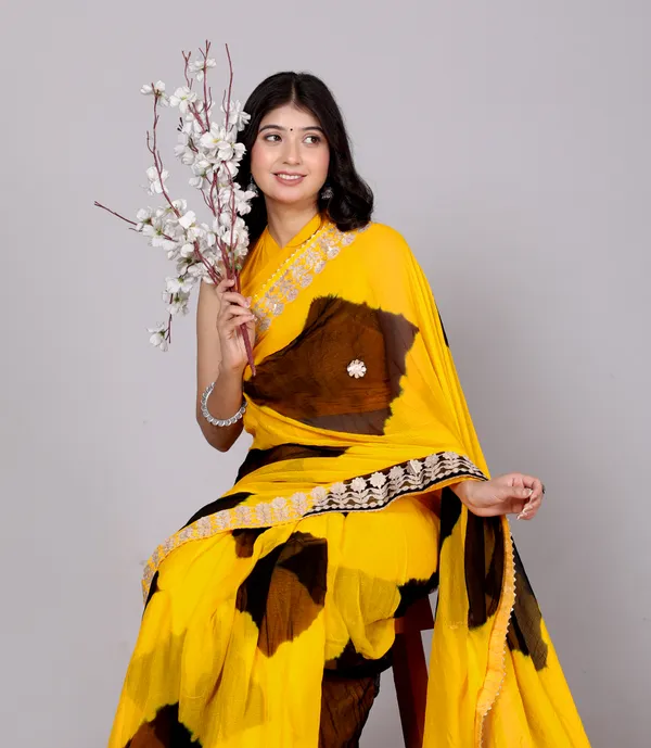 Yellow_Pure_Chiffon_Gotta_Patti_Work_Leheriya_Designer_Printed_Sarees_For_Women