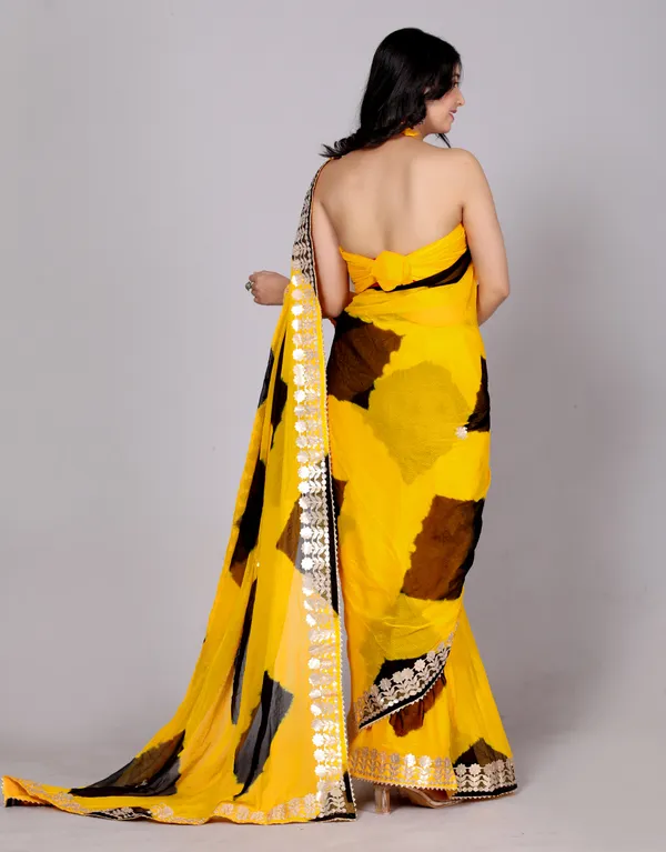 Yellow_Pure_Chiffon_Gotta_Patti_Work_Leheriya_Designer_Printed_Sarees_For_Women