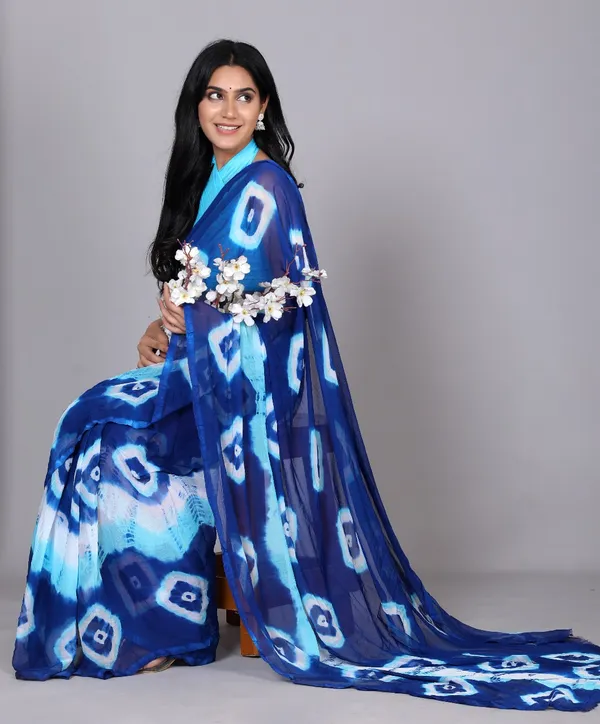 Blue_Trendy_Printed_Chiffon_Bandhini_Sarees_For_Women