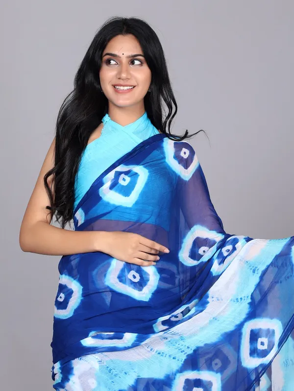 Blue_Trendy_Printed_Chiffon_Bandhini_Sarees_For_Women