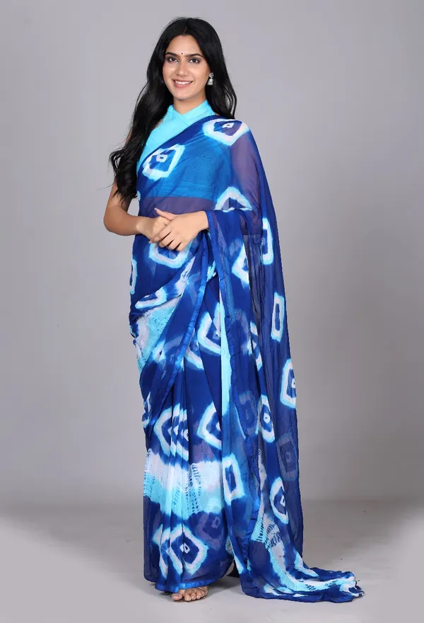 Blue_Trendy_Printed_Chiffon_Bandhini_Sarees_For_Women