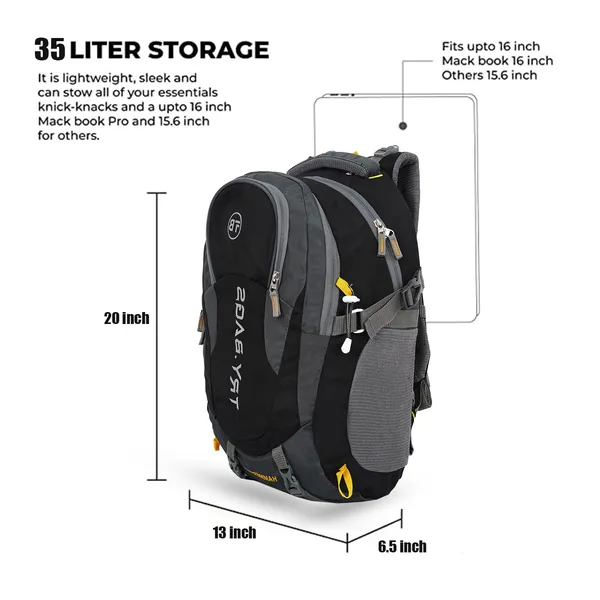 Waterproof_Black_&_Grey_Hammer_Chase_Unisex_Nylon_45L_Travel_Laptop_Backpack_Water_Resistant_Slim_Durable_Fits_Up_To_17.3_Inch_Laptop_Notebook