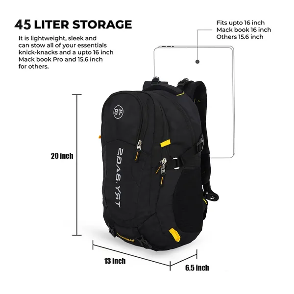 Waterproof_Zed_Black_Hammer_Chase_Unisex_Nylon_45L_Travel_Laptop_Backpack_Water_Resistant_Slim_Durable_Fits_Up_To_17.3_Inch_Laptop_Notebook