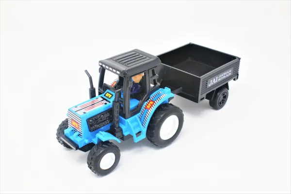 Multicolour_Tractor_With_Trolley_Pull_Back_Toy_Vehicle_|_Realistic_Openable_Back_Door_|_Scale_Model_For_Kids