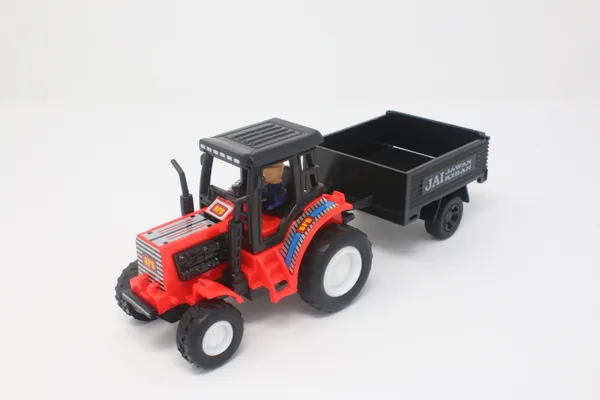 Multicolour_Tractor_With_Trolley_Pull_Back_Toy_Vehicle_|_Realistic_Openable_Back_Door_|_Scale_Model_For_Kids