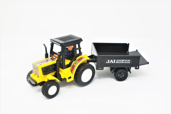 Multicolour_Tractor_With_Trolley_Pull_Back_Toy_Vehicle_|_Realistic_Openable_Back_Door_|_Scale_Model_For_Kids