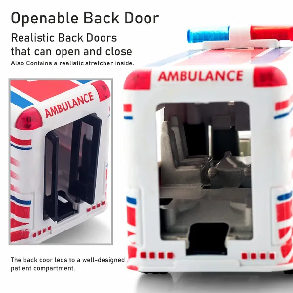 Multicolour_Ambulance_Pull_Back_Toy_Car_|_Realistic_Openable_Back_Doors_|_Scale_Model_For_Kids