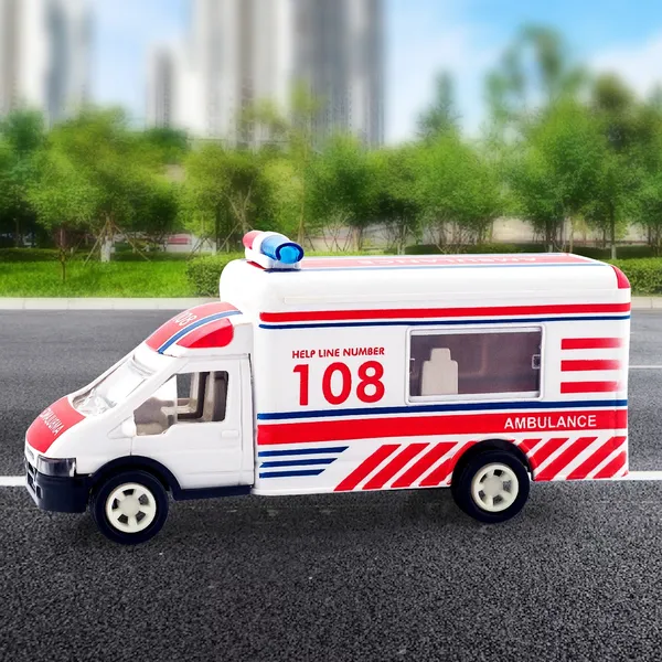 Multicolour_Ambulance_Pull_Back_Toy_Car_|_Realistic_Openable_Back_Doors_|_Scale_Model_For_Kids