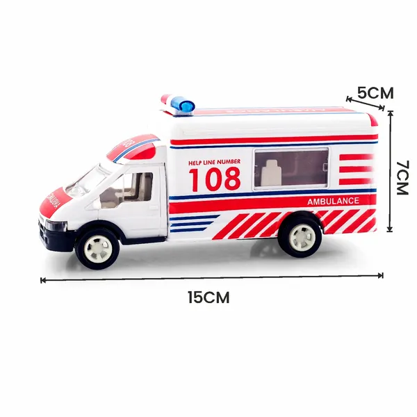 Multicolour_Ambulance_Pull_Back_Toy_Car_|_Realistic_Openable_Back_Doors_|_Scale_Model_For_Kids