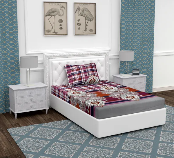 Grey_DamMicrofiber_With_1_Double_Bedsheet_|_(90*95)_&_2_Pillow_Covers_(18*28)