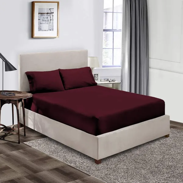 Wine_Microfiber_Solid_Fitted_With_1_Double_Bedsheet_|_(72*78)_&_2_Pillow_Covers_(18*28)