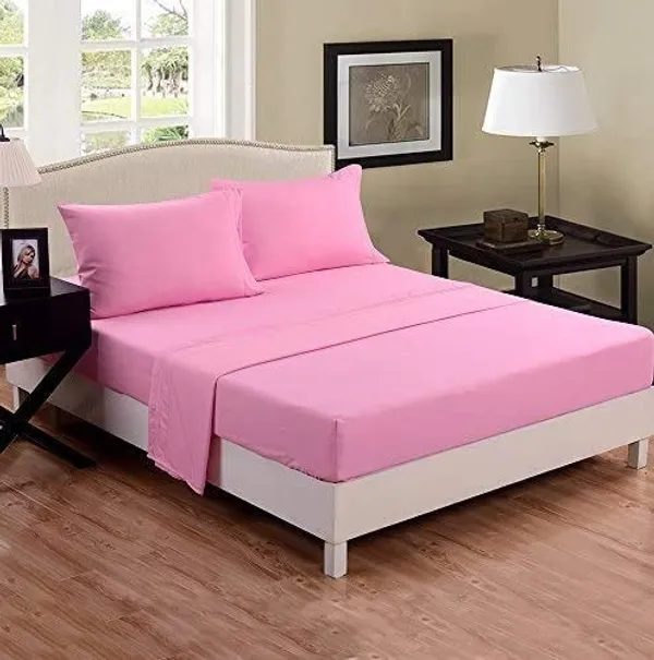 Pink_Microfiber_Solid_Fitted_With_1_Double_Bedsheet_|_(72*78)_&_2_Pillow_Covers_(18*28)