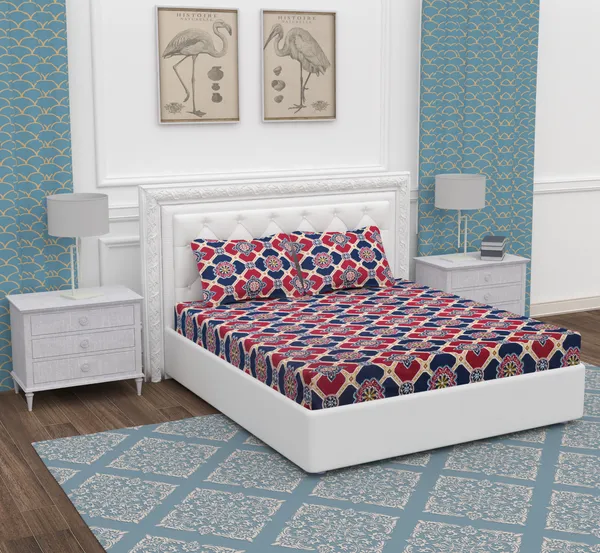 Red_Chhakri_Microfiber_With_1_Double_Bedsheet_|_(90*95)_&_2_Pillow_Covers_(18*28)