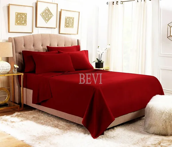 Red_Solid_Microfiber_With_1_Double_Bedsheet_|_(90*95)_&_2_Pillow_Covers_(18*28)