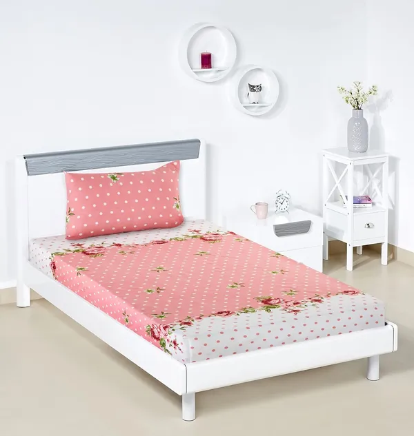 Pink_Dot_Single_Microfiber_With_1_Single_Bedsheet_|_(60*90)_&_1_Pillow_Cover_(18*28)