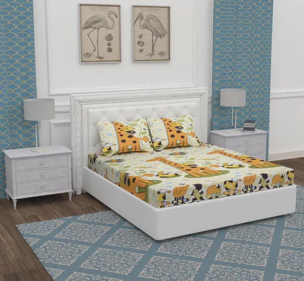 Jungle_Book_Fitted_Microfiber_With_1_Double_Bedsheet_|_(72*78)_&_2_Pillow_Covers_(18*28)