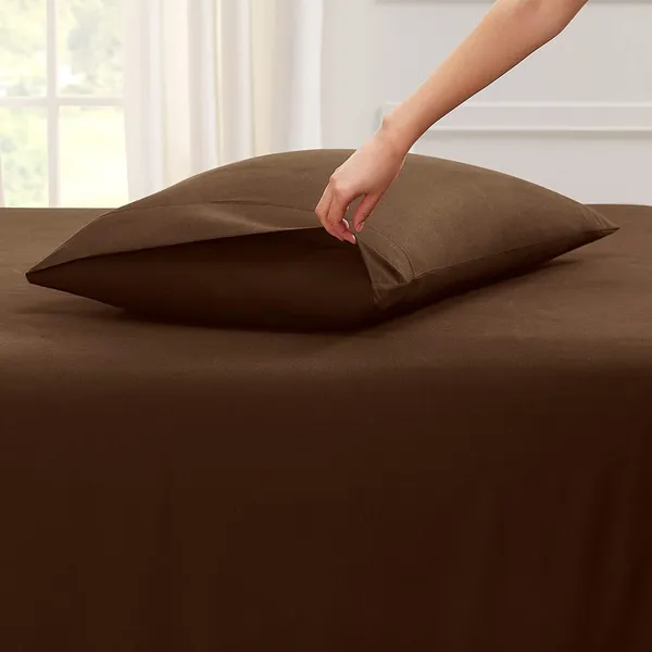 Brown_Microfiber_Solid_Fitted_With_1_Double_Bedsheet_|_(72*78)_&_2_Pillow_Covers_(18*28)
