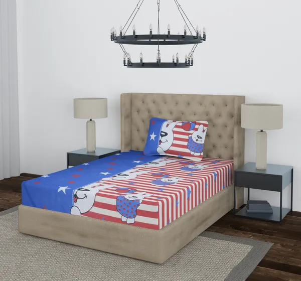 Red_Rabbit_Single_Fitted_Microfiber_With_1_Single_Bedsheet_|_(36*78)_&_1_Pillow_Cover_(18*28)