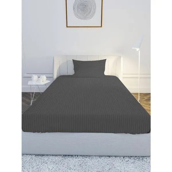 Dark_Grey_Stp_Single_Fitted_Microfiber_With_1_Single_Bedsheet_|_(36*78)_&_1_Pillow_Cover_(18*28)