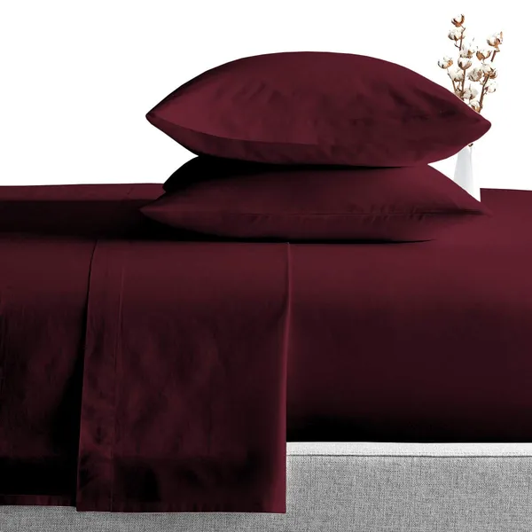 Wine_Solid_Microfiber_With_1_Double_Bedsheet_|_(90*95)_&_2_Pillow_Covers_(18*28)