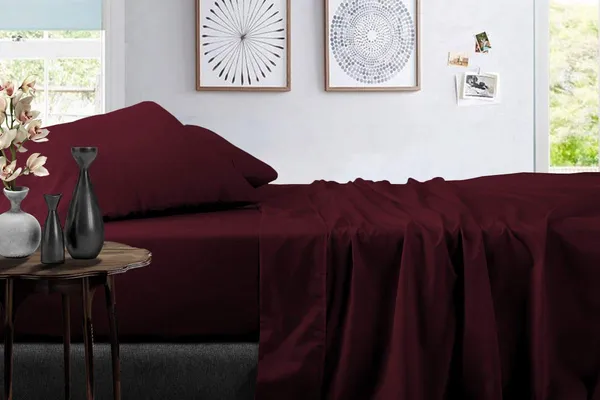 Wine_Solid_Microfiber_With_1_Double_Bedsheet_|_(90*95)_&_2_Pillow_Covers_(18*28)