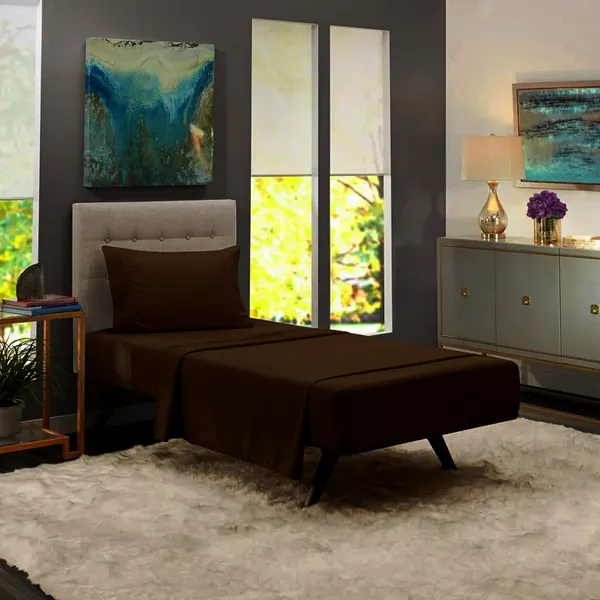 Dark_Brown_Solid_Fitted_Single_Microfiber_With_1_Single_Bedsheet_|_(36*78)_&_1_Pillow_Cover_(18*28)